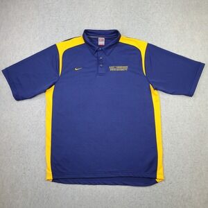 Vintage Nike East Tennessee State University Polo Shirt Mens L Blue Yellow NCAA